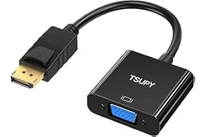 TSUPY DisplayPort to VGA Adapter, DP to VGA Converter,1080P Full HD, DP Male to VGA Female Adapter with Gold Connector for De