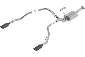 BORLA 140752BC Cat-Back Perf. Exhaust Sys. for '19-'23 Ram 1500 V8 Incl. E-Torque Incl. Rebel & G/T Models (Exc. Classic) T-304 S-Type Dual Split Rear Exit Single 5" Round Black Chrome Tips Each Side.