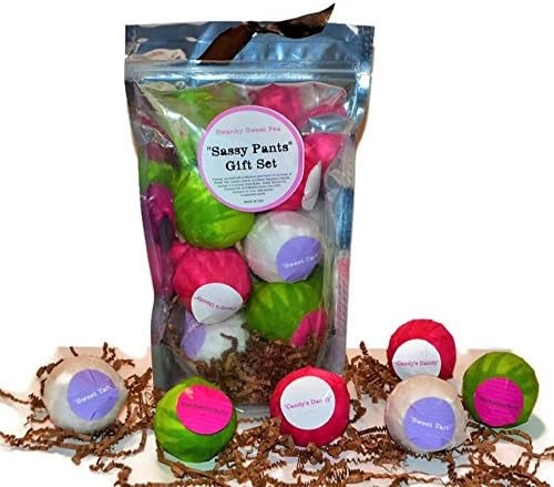 "SASSY PANTS" Premium ESSENTIAL OILS BATH BOMBS GIFT SET, 6-pack - Experience SPA QUALITY IN YOUR OWN HOME with our ALL NATURAL LUXURIOUS BATH BOMBS in our Super Fun READY-TO-GIVE GLAM GIFT BAG