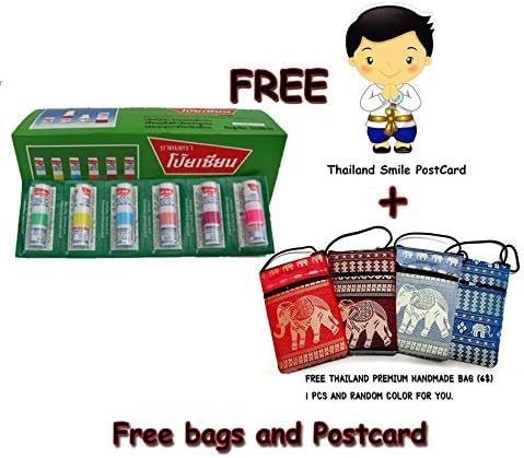 Poysian Menthol Nasal Inhaler + Thailand Hand Made Bag From Thailand (Pack of 6+Gift)