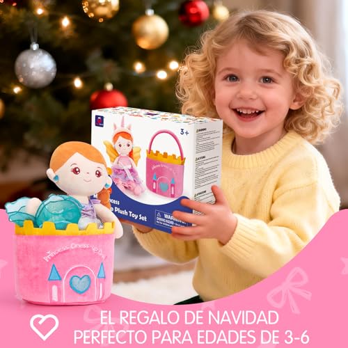 hahaland Unicornios Peluche Juguetes Niñas 3 años - Muñeca para Vestir con 3 Set de Ropa y Bolsa - Regalos Originales para Niñas 3 4 5 6 años