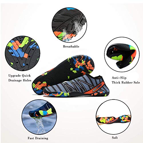 Mens Womens Water Shoes Quick Dry Barefoot for Yoga Swim Diving Surf Aqua Sports Pool Beach (Navy 42)