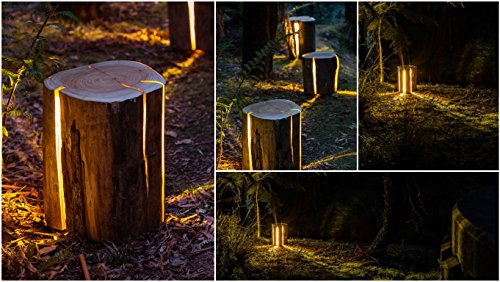 Tree Trunk Light with A Cracked Log with LED illumination Natural
