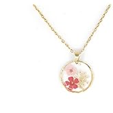 Birth Flower Necklace Gold Pressed Real Flower Pendant Symbol of Caring & Strength Gift for Women, Girls, Teens