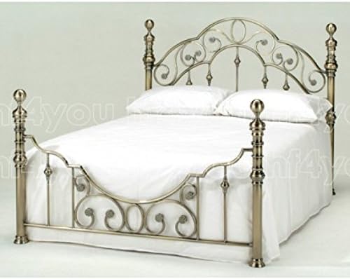 Home Furnishings UK Hf4you Florence Antique Brass Metal Bed Frame - 4FT6 Double - 1000 Pocket Memory Mattress