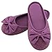 HomeTop Women’s Cozy Cashmere Cotton Closed Toe House Slippers with Cute Bow Accent (Medium / 7-8 B(M) US, Purple)