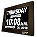 SVINZ 8’’ Extra Large Digital Calendar Day Clock for Elderly, 3 Alarms Dementia Clock for Impaired Vision, Memory Loss Clock with 2 Auto Dimming Option, Wood Grain