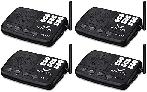 Wireless Intercom System Hosmart 1/2 Mile Long Range 7-Channel Security Wireless Intercom System for Home or Office (2019 New Version) [4 Stations Black]