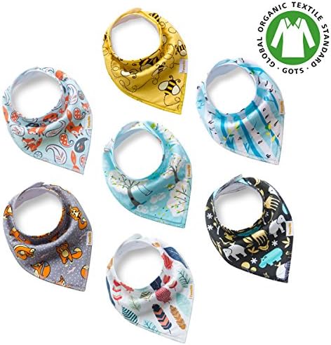 Premium Baby Bandana Drool Bibs unisex 7-Pack Burp Cloth Gift Set for Drooling Teething Feeding 100% Organic Cotton Absorbent Hypoallergenic for Boys and Girls