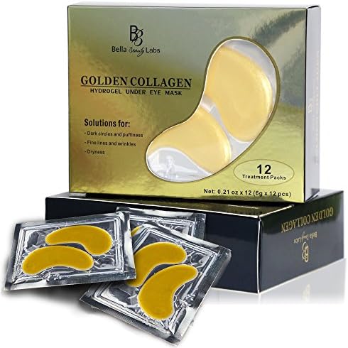 Collagen Eye Mask 24K Gold - Under Eye Mask Reduces Dark Circles and Puffiness - Eye Treatment Pads - Under Eye Patches With Anti-aging and Anti Wrinkle Treatment - for Women &amp; Men (12 Pairs)