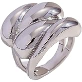 Kokoma Layered Chunky Dome Ring for Women Stainless Steel Waterdrop Statement Ring Thick Blod Finger Band Chunky Dome Ring Minimalist Punk Jewelry Gift