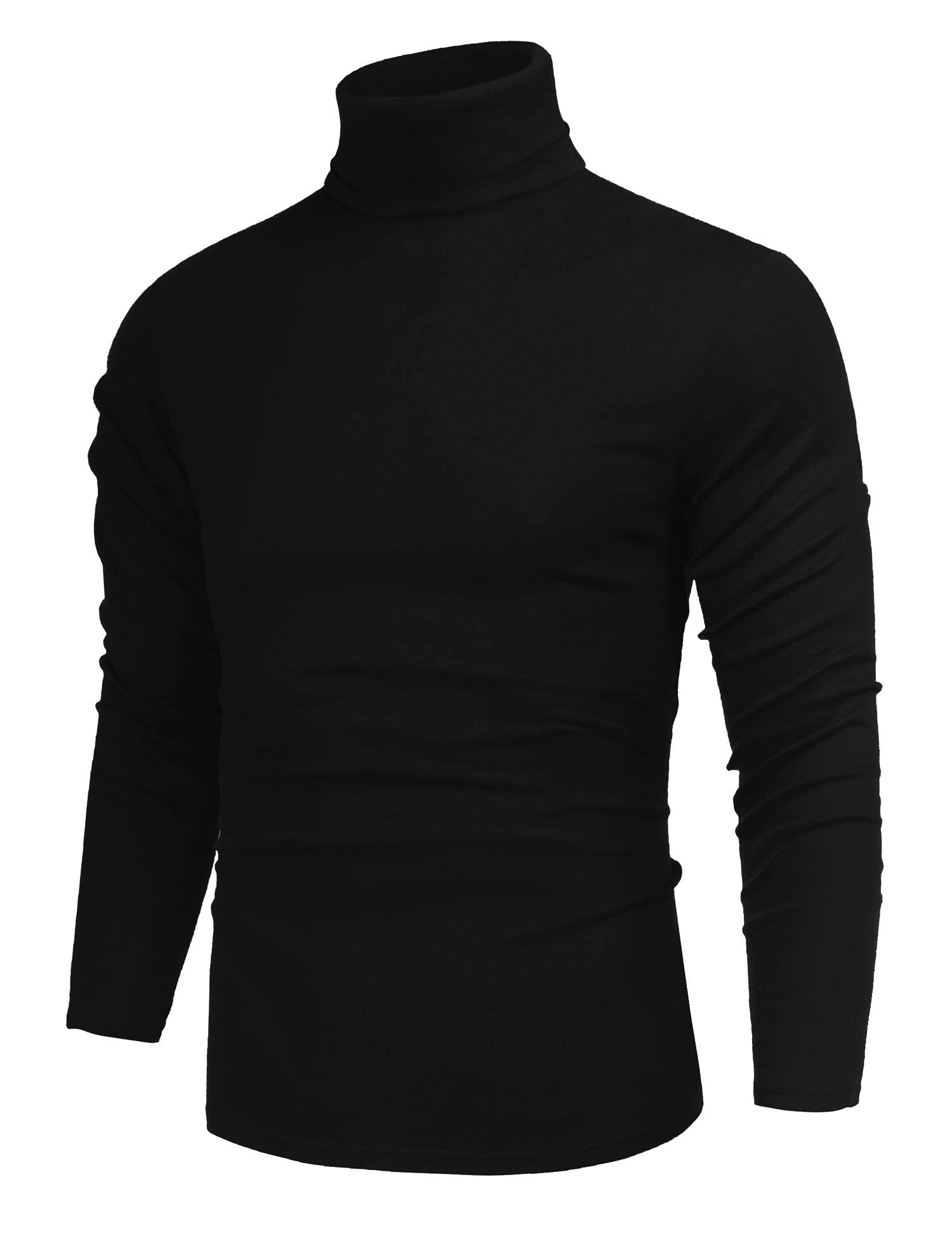 Cegerne Herren Rollkragenpullover Baumwolle Rollkragenshirt Slim Fit Rolli Elastisch Langarmshirts Turtleneck, Schwarz, M