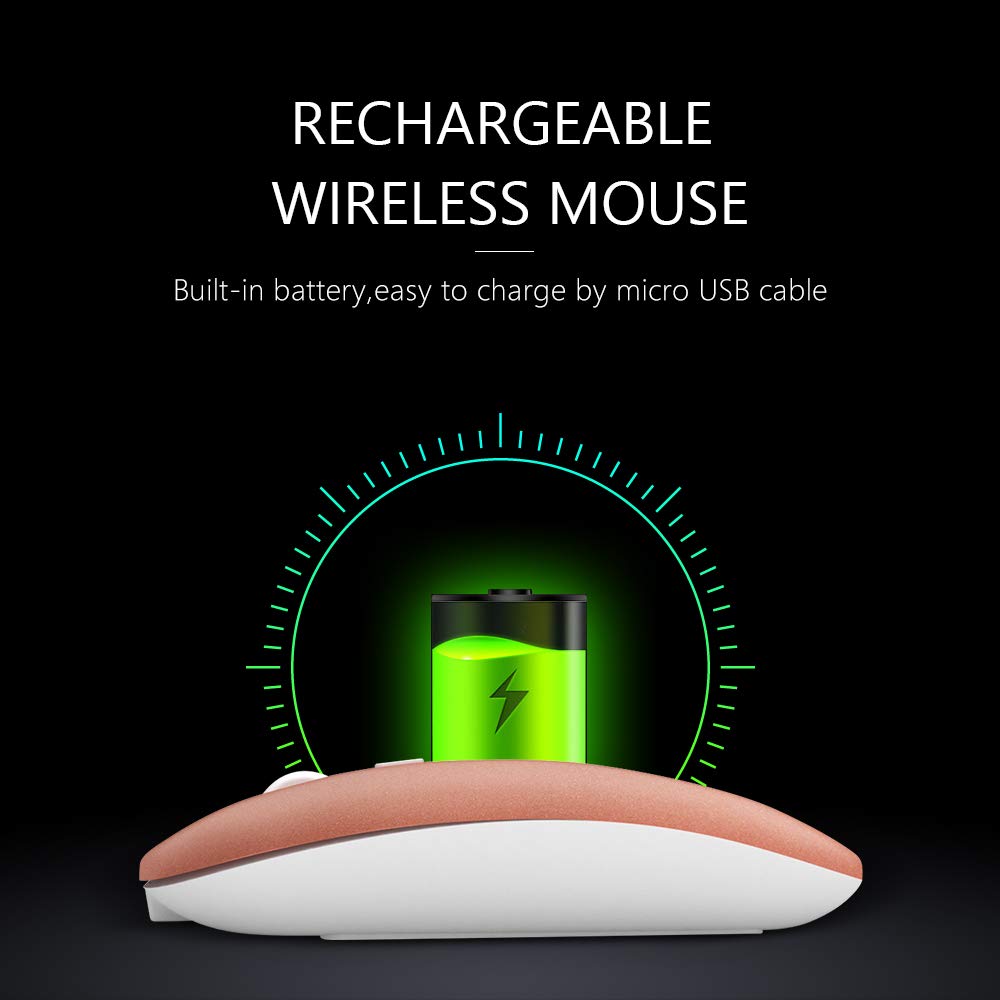 Rechargeable Wireless Mouse Mini Cordless Mice with USB Nano,Silent Click, Ultra Light & Slim for Dell/Apple/HP/Thinkpad PC Computer,Laptop,MacBook Rose Gold