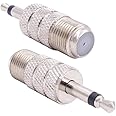 Fancasee (2 Pack F Type Female to 1/8" 3.5mm Male Mono Plug Jack Adapter Coupler Converter Connector for Coax Coaxial Cable Cord Antenna and More