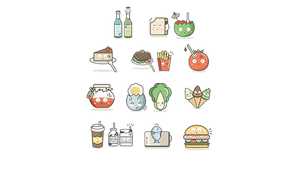 Pegatinas de pared de comida de dibujos animados, papel tapiz ...