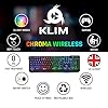 KLIM-Chroma-Wireless-Keyboard-UK-Layout-Slim-Durable-Ergonomic-Quiet-Waterproof-Silent-Keys-Backlit-Wireless-Gaming-Keyboard-For-Laptop-PC-Gamer-PS4-Mac-NEW-2021-VERSION-Black KLIM Chroma Wireless Keyboard UK Layout + New version 2023 + Slim, Durable, Ergonomic, Quiet, Waterproof, Silent Keys…