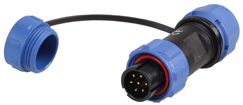 PRO ELEC 7-Pole Circular Threaded Connector Plug – 5–8mm Cable, IP68 Waterproof, Gold Contacts, Nylon Body, Threaded Coupling – PELR0119