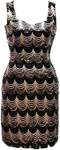 Nightycatty Sequins Cover Up Dress Long V Neck Beach Dress with Slip BlackM