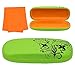 Floral Designed Protective Clamshell Glasses Case with Microfiber Cleaning Cloth - Green