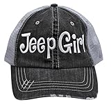 Jeep Girl Embroidered Trucker Style Cap Hat Grey Grey White