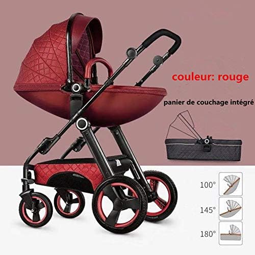 HGYG High Landscape Egg Shell Baby Stroller 3 in 1 can sit and Lie Down Two-Way Toddler Pushchair with Bassinet Combo for Babies prams 0-3 Years Old (red)