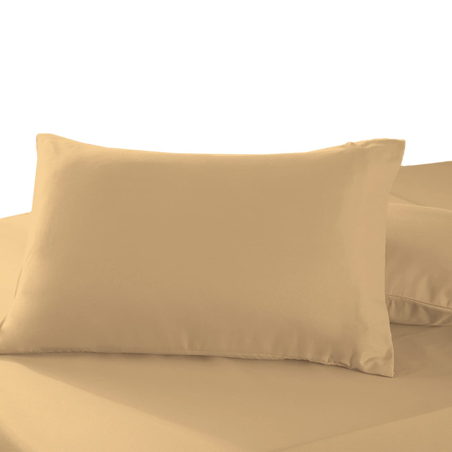 Pizuna 100% Cotton Housewife Pillowcases 2 Pack Tan 48x74cm, 400 Thread Count Long Staple Combed Cotton Pillow Cover, Sateen Weave Standard Housewife Pillowcase (Cotton Pillowcase Pack of 2)