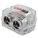 DS18 DB1020 Distribution Ground Block - 1 x 0GA in/ 2 x 0GA Out, Nickle Plated Internal Materials, High-Strength Heat Resistant Plastic Housing, Oversized Screws for Secure Connections (1 in 2 Out)