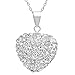 .925 Sterling Silver Crystal Heart Shape Pendant Necklace,18