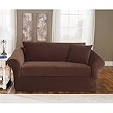 SureFit Stretch Pique 3-Piece - Loveseat Slipcover - Chocolate