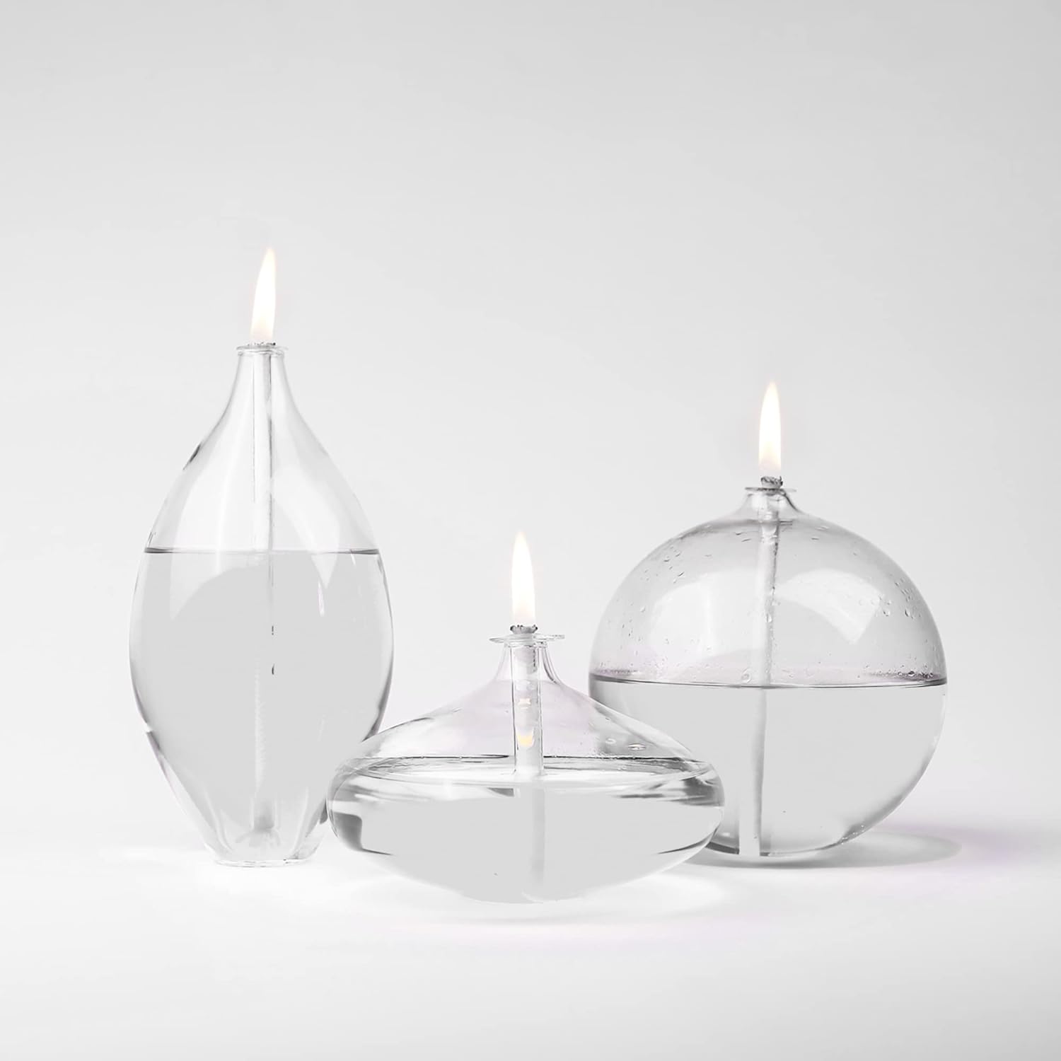 Oil Lamps & Accessories - Handblown Glass Oil Lamp, Oil Glass Candle Sets, Glass Oil Candles, Liquid Oil Candles for Church, Candle Lamp, Tea Lights Candles for Home Decor, Refillable Oil Candles (3 Pieces Pride, Clear)
