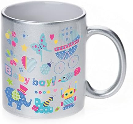 Baby Boy 11 oz. Silver Sparkle Coffee Cup Mug