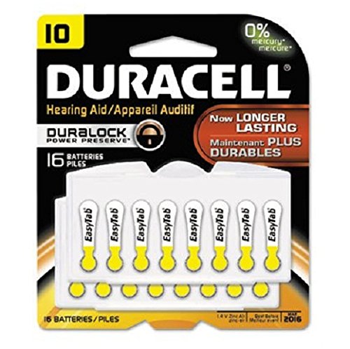 Duracell Button Cell Hearing Aid Battery, #10, 16/Pk