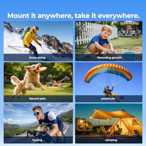 4K 30fps Sports Camera & Mini Motorcycle Cameras - EIS Stabilization, Magnetic Mount, 64GB Card Included, 150° Wide Angle - Vlog Thumb Camera with 1800mAh Charging Case for TikTok/Travel/POV