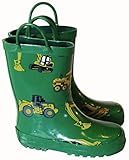 Foxfire for Kids Green with Constuction Equipment Rubber Boots
