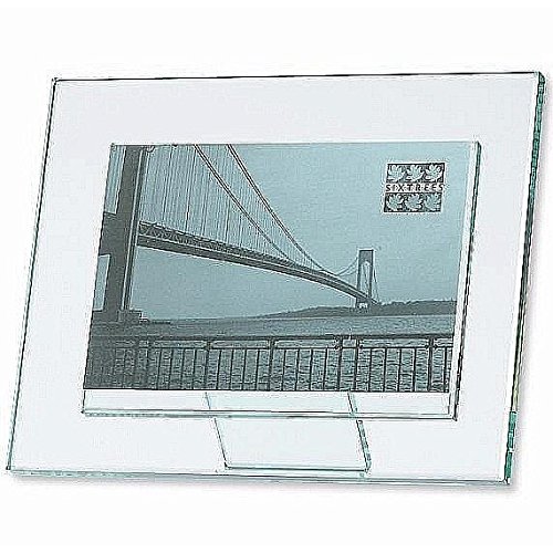 Sixtrees 5X7 Glass Picture Frames - Horizontal Landscape - Glass Easel, Floating Photo Effect (Horizontal 5 X 7)