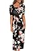 FARYSAYS Women's Spring Floral Printed Short Sleeve Empire Flower Maxi Dress (Large, Black)