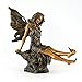 Top Collection Outdoor Aster Fairy Statue with Butterfly on Foot - Hand Painted Decorative Mythical Garden Sculpture in Antique Copper Finish - Collectible 14.5-Inch Long Figurine