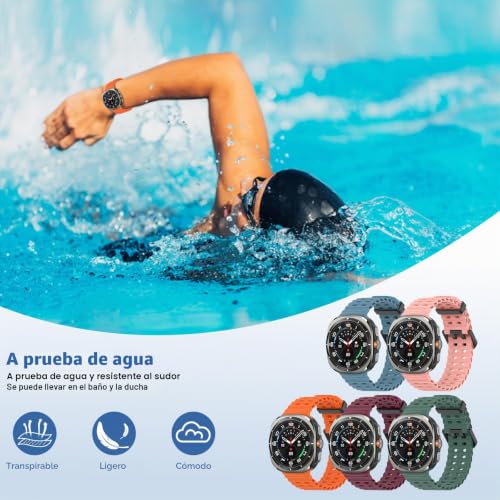 WindRen 5 Pieces Strap Compatible with Samsung Galaxy Watch Ultra 47 mm (2024/2025) Women Men, Soft Silicone Sports Bracelet