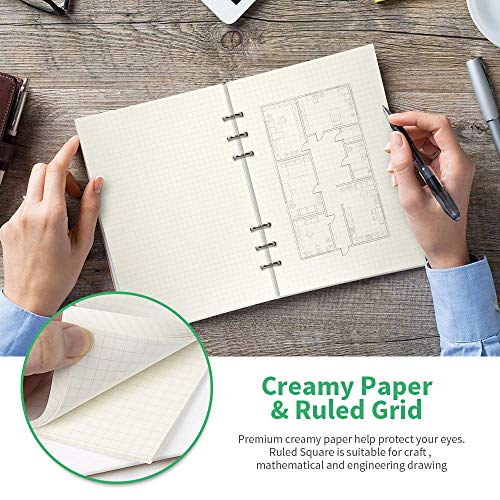 A5 Refill Paper Refillable Paper Squared Filler Paper Loose Leaf Paper 6-Holes Inserts 135 Sheets 270 Pages