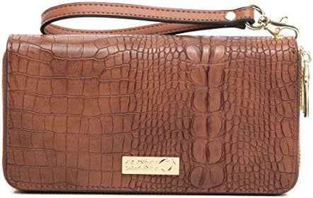 CrossLandy Women's Double Zip Around Wallet Large Clutch Organizer with Wristlet