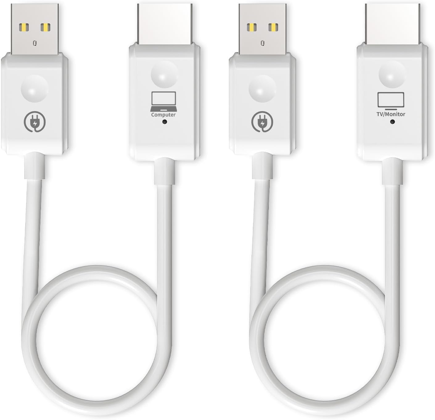 Mokeum Wireless HDMI transmitter and receiver kit, HDMI wireless expansion adapter 1080P 60fps, suitable for video and audio projection from PCs, laptops, to HDTV/projectors, plug and play