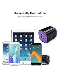 Cargador de pared doble USB 2,1 A cargador de pared enchufe adaptador de alimentación cargador de bloque cubo con 2 unidades 6 ft Micro USB cable Android cargador compatible con Samsung Galaxy S6 S7 Edge J7 Note 5,LG, Sony