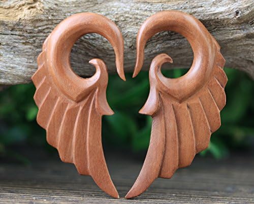 0 Gauge Sabo Wood Hand-carved Pair, Real Gauge Organic Body Jewelry Tribal Boho Primitive