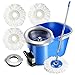 Masthome Mop and Bucket Set with Foot Pedal Microfiber Spin Mop for Floor Cleaning,3 Microfiber Mop Refills & 1 Floor Brush Head.