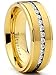 Metal Masters GoldTone Titanium Men's Eternity Wedding Band Ring with Cubic Zirconia CZ, Comfort Fit 8mm SZ 11