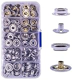 160 Pcs Snaps Fastener, (Marine Grade, 40 of Each Piece Caps/Studs / 3/8" Sockets/Posts) Heavy Duty Metal Snaps Button for Boat Canvas by YZS, 40 Sets