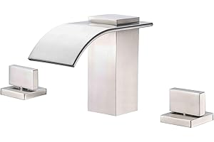 sumerain Roman Tub Faucet Brushed Nickel 3 Hole Widespread Bathtub Faucet with High Flow Waterfall Spout