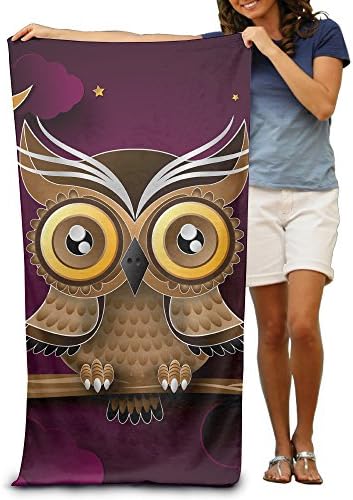 Cute Owl Branch Purple Moon Bird Night 100% Polyester Adults Beach Towels Unisex Bath Towel