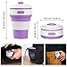 C CLTEIN Collapsible Cup with Lid,RANLOK BPA Free Travel Mug, Microwave and Dishwasher Safe Coffee Mug (Purple, 12oz)