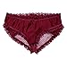 YiZYiF Sissy Pouch Panties Men's Lace Transparent Bikini Open Butt Bikini Thongs Wine Red Large(Waist 29.0-41.0